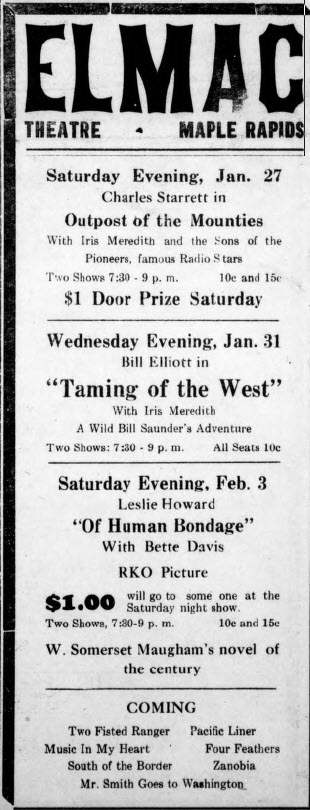 Elmac Theater - Jan 25 1940 Ad